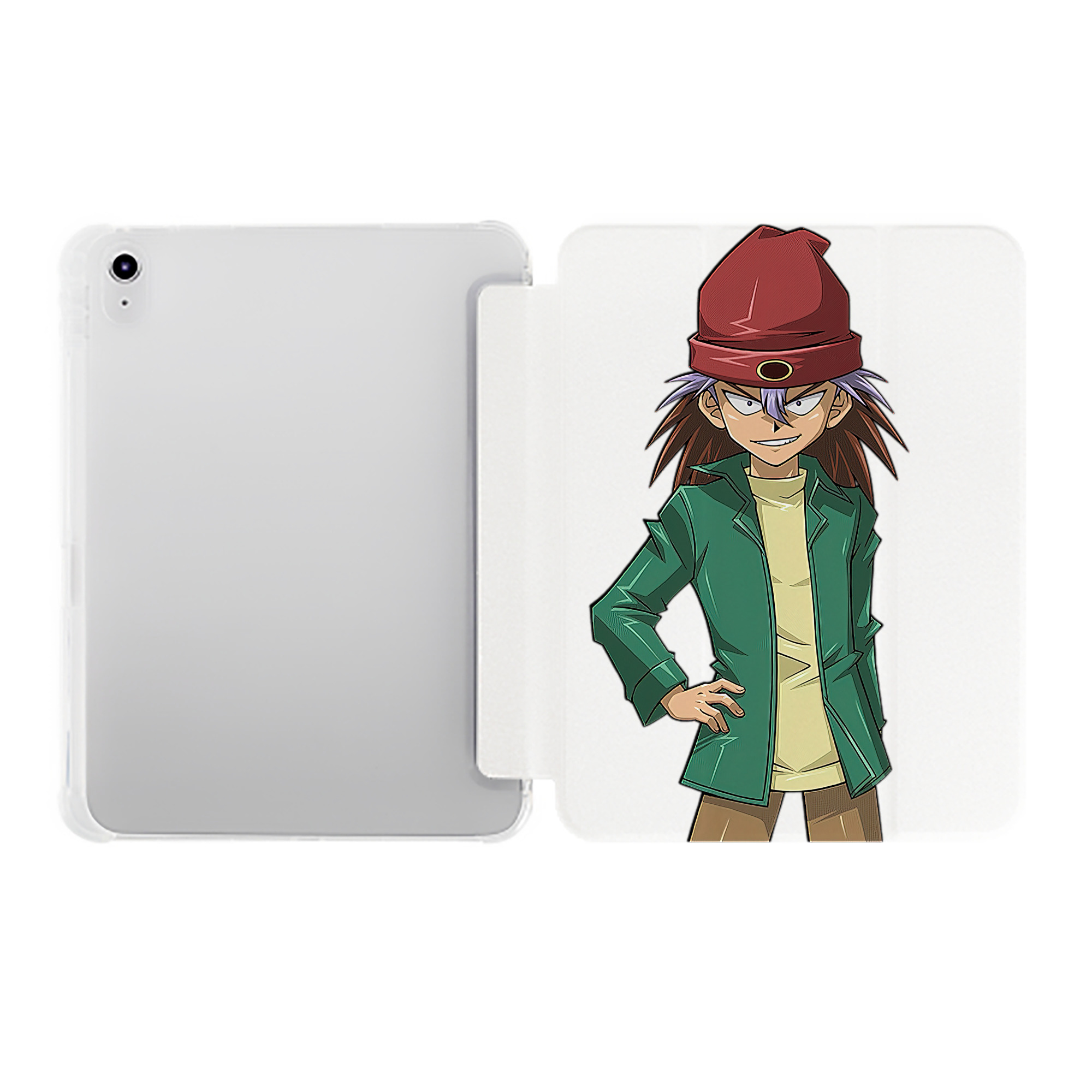 （画像用） 遊☆戯☆王 Yu-Gi-Oh! IPad ケース ペン収納付き 三つ折りスタンド PUレザー×シリコン 対応機種9.5/10.5/10.9インチ